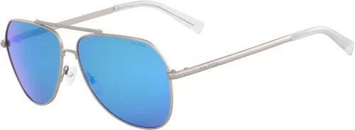 Vista 2 de Nautica N4636SP - Gafas de sol de aviador para hombre, color plateado mateazul espejo polarizado, 2.362in, Plata mateEspejo azul polarizado