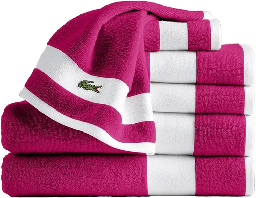 Vista 5 de Lacoste Sport Stripe - Juego de toallas de lujo de algodón (6 piezas) – Hecho con 100% algodón Supima suave, absorbente y de secado rápido, incluye