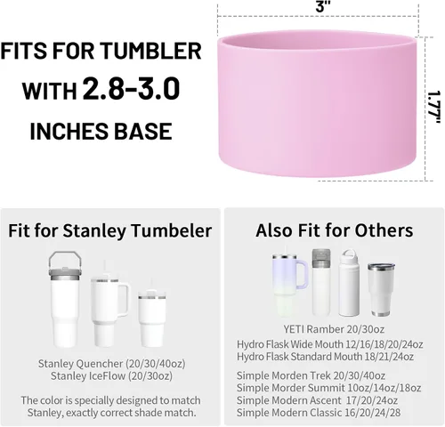 Vista 5 de Juego de funda para botas y pajilla, 2 fundas de silicona, 3 tapas de pajita, protector inferior para Stanley Cup H2.0 30 oz y 40 oz, coincidencia