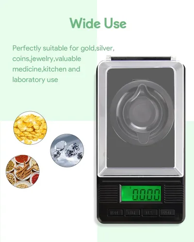 Vista 3 de Báscula de miligramo de 1.76 oz/0.00 oz, báscula digital de mg con peso de calibración de 1.76 oz y accesorios, báscula de alta precisión