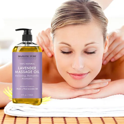 Vista 6 de Majestic Pure Aceite de masaje muscular para dolores musculares, aceite de masaje de lavanda y aceite de masaje de incienso, paquete de 8 onzas