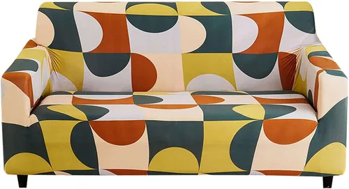 Vista 26 de MBROS Funda estampada para sofá, funda de sofá de tela elástica elástica, 1 pieza, antideslizante, universal, de elastano, protector de muebles