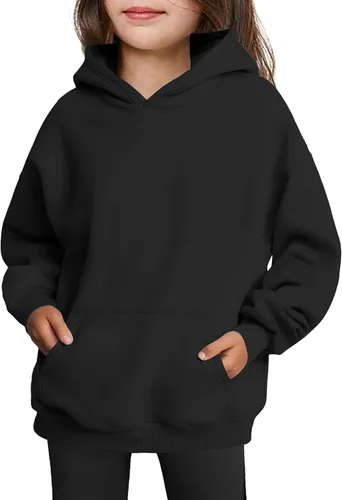 Vista 21 de Arshiner Sudaderas con Capucha de Gran Tamaño para Niñas Sudaderas Pullover de Forro Polar Conjuntos Casuales de Moda para Niños Ropa de Otoño Rojo