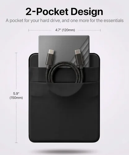 Vista 2 de Soporte para SSD y disco duro de 2 bolsillos para laptop, adhesivo reutilizable, funda de bolsillo adhesiva para SSD portátil externo, disco duro