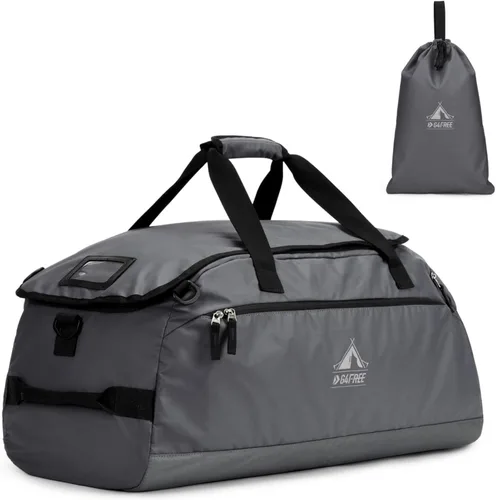 Vista 9 de G4Free Bolsa de gimnasio de 60 L, bolsa de lona de 3 vías con compartimento para zapatos y bolsillo húmedo para hombres y mujeres, mochila de lona