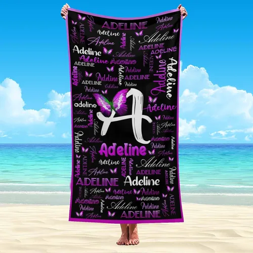 Vista 30 de Artsadd Toalla de playa personalizada para adultos, manta de playa personalizada de baloncesto con nombre inicial como regalo de fiesta para viajes