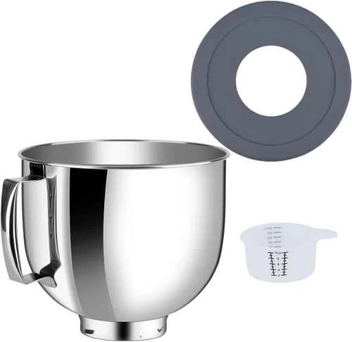 Vista 8 de Tazón de acero inoxidable compatible con mezclador Kitchenaid de 4.5/5 cuartos de galón, con tapa, cuenco inoxidable de 5 cuartos de galón