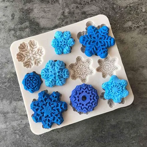 Vista 6 de Molde de silicona para pastel de fondant de copo de nieve de Navidad, molde de caramelo de chocolate, decoración de bricolaje, decoraciones