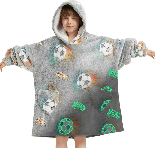 Vista 14 de Mewkou Manta con Capucha Portátil para Niños Sudadera con Capucha de Sherpa Extra Grande para Niños, Niñas y Niños Pequeños de 2 a 6 años