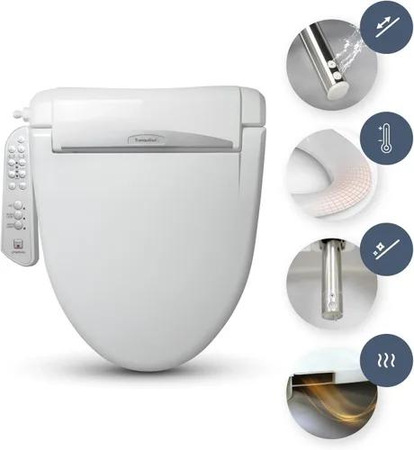Vista 8 de Tranquillus Essential - Bidé redondo – Asiento de inodoro ajustable para agua y aire, bidé eléctrico – Asiento compatible con ADA, calefactado