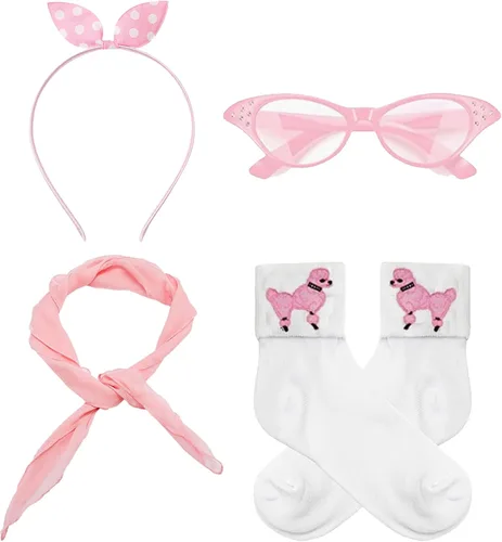 Vista 4 de ZeroShop Faldas de caniche para niñas de los años 50, accesorios de traje de Sock Hop