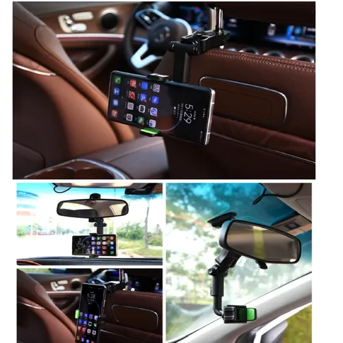 Vista 4 de Soporte Teléfono Espejo Retrovisor Multifuncional 360 Grados