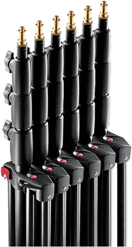 Vista 2 de Manfrotto 1004BAC - Soporte de luz maestro de aluminio acolchado de aire de 144 pulgadas con 4 secciones y 3 elevadores, paquete de 3 (negro)