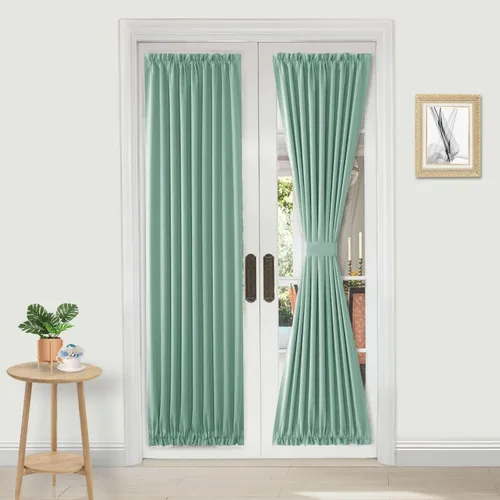 Vista 109 de DWCN Cortinas para Puertas Francesas – Cortinas opacas térmicas con bolsillo para barra para puertas con ventana de cristal, puertas de cocina