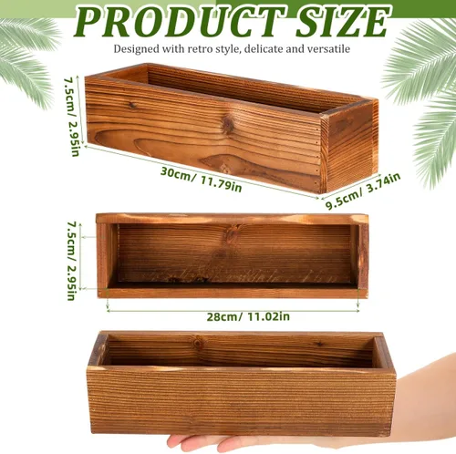 Vista 2 de Macetero de madera rústica de madera de cedro de 11.81 pulgadas, caja de ventana de madera de cedro para jardinería, balcón, patio, uso al aire libre