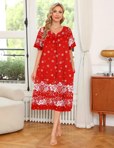 Vista 2 de Ekouaer Vestido de casa con bolsillos para mujer