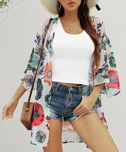 Vista 7 de CHICGAL - Kimono para mujer, salidas de baño para verano, playa, casual, holgado, cárdigans para traje de baño