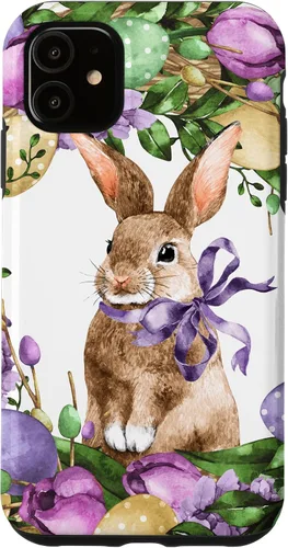 Vista 8 de Floral Easter Bunny Wreath Decor for Women Cute Easter Day Case for iPhone 17