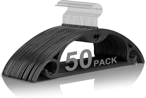 Vista 11 de Perchas de plástico negras para ropa, paquete de 30 Negro