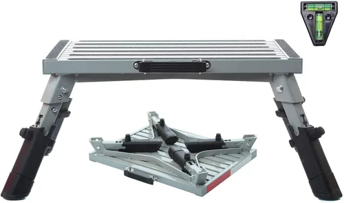 Vista 8 de Homeon Wheels Taburete ajustable para caravana, plataforma plegable con tira reflectante, color negro