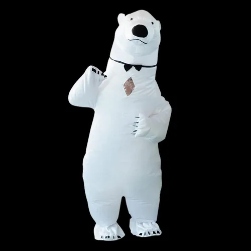 Vista 4 de ZISUEX Disfraz inflable de oso polar disfraz inflable de Halloween traje de fiesta juego de cosplay disfraz de oso polar regalo de Navidad oso polar