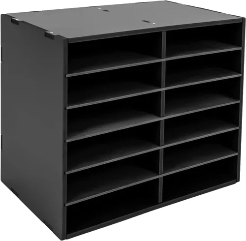 Vista 6 de Organizador de literatura, moderno organizador de literatura de escritorio de PVC, 12 ranuras, organizador de buzón de literatura rectangular