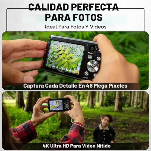 Vista 3 de Minolta MND23 4K Selfie Cámara Digital - Negro