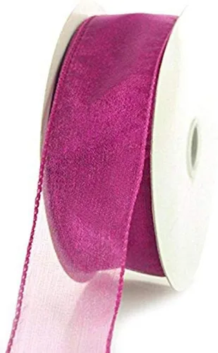 Vista 3 de Homeford Cinta de gasa transparente con borde con alambre, 25 yardas (1-1/2 pulgadas, belleza)