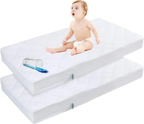Vista 11 de Protector de colchón para cuna con cremallera, funda impermeable para colchón de cuna, transpirable y absorbente, funda de 6 lados totalmente