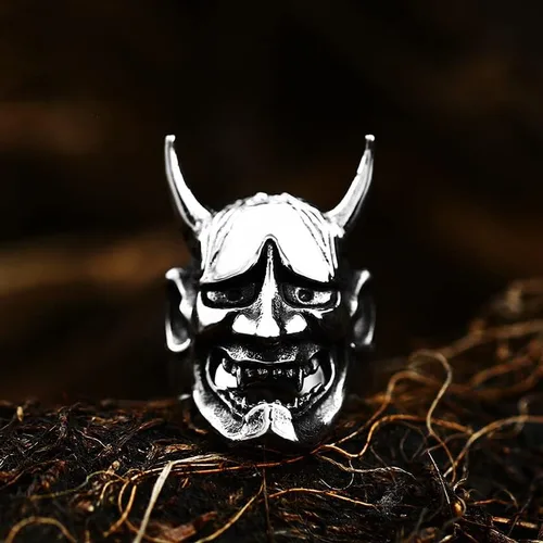 Vista 2 de Anillos de calavera de acero inoxidable, anillo de muerte grueso y vanguardista para hombres