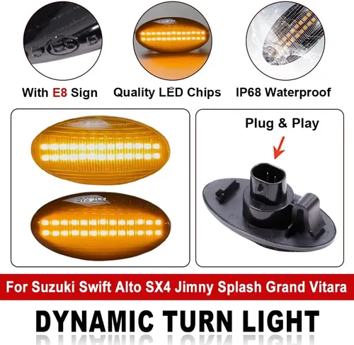 Vista 8 de Lámpara de señal de giro LED para guardabarros delantero compatible con Su-zu-ki G-rand Vitara Vtarai Jimny Swift SX4 S-Cross APV Arena XL7 Alto