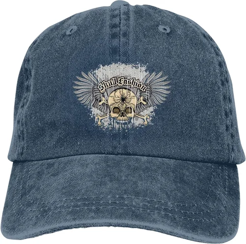Vista 9 de Cowboy Hat Trendy Hats for Man and Women Djustable Four Season Outdoor Baseball Cap of Hell Skull with Angel Navy Blue