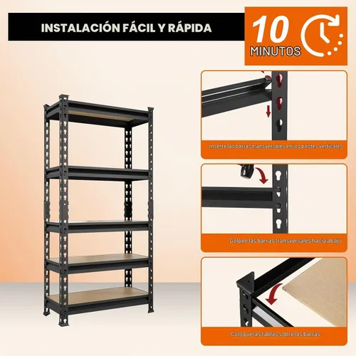 Vista 4 de Big RED Estantería de almacenamiento, 5 niveles ajustables, estantes de garaje de metal resistente/estante de utilidad para cocina, despensa