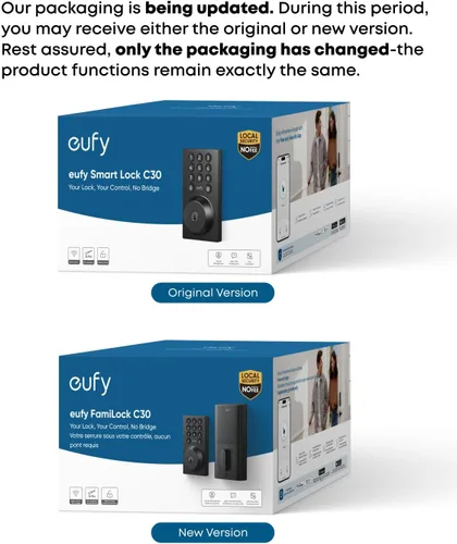 Vista 2 de eufy Security Smart Lock C30, cerradura de puerta de entrada sin llave, cerrojo de seguridad con teclado WiFi integrado para puerta delantera,