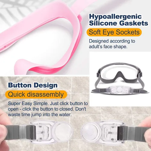 Vista 4 de Braylin Gafas de natación para adultos, paquete de 2 gafas de natación de visión amplia para hombres, mujeres, jóvenes, adolescentes, antivaho y más