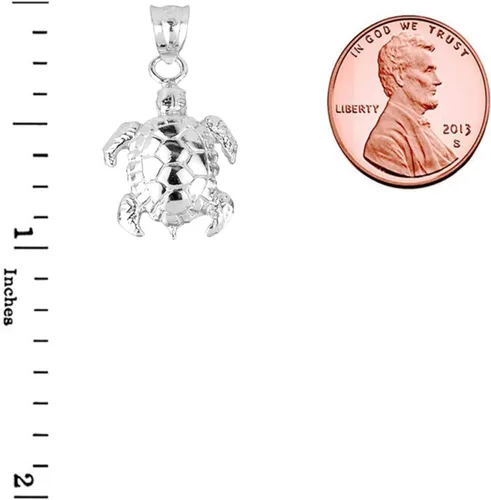 Vista 3 de Collar con colgante de concha de tortuga de plata de ley 925
