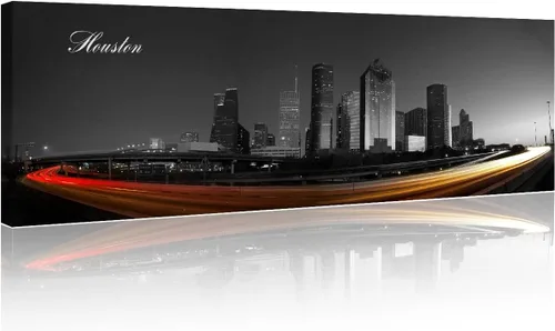 Vista 67 de 3 paneles de Atlanta Skyline vista de la ciudad en blanco y negro, imágenes panorámicas de edificio de ciudad, decoración de pared para sala