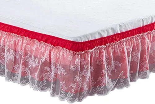 Vista 8 de Falda de cama de encaje envolvente Falda de cama con volantes Cubierta de polvo Funda de cama con volantes