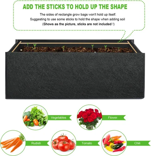 Vista 6 de ANGELIOX Paquete de 3 bolsas de cultivo de 8 galones, cama de jardín de tela no tejida gruesa de 10.58 oz, macetas cuadradas de 30 L con asas