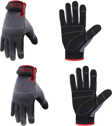 Vista 21 de HANDLANDY Guantes de trabajo para hombre y mujer, guantes de trabajo de mecánicos de uso general con pantalla táctil, guantes de trabajo flexibles