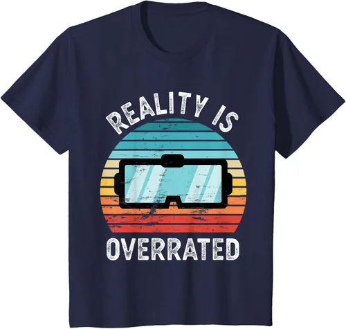 Vista 33 de Reality is Overrated VR - Camiseta divertida de regalo de realidad virtual, Negro, S