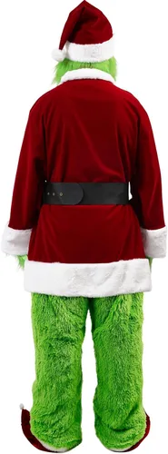 Vista 2 de Koquena Green Santa Claus Costume for Men Halloween Green Monster Costume Outfit 8 Pcs Deluxe Adult Green Santa Suit