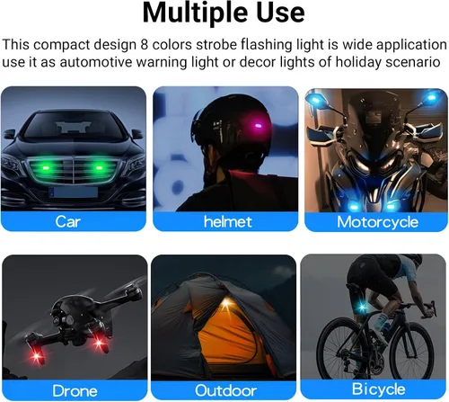 Vista 6 de 4 piezas de luces estroboscópicas LED inalámbricas para automóvil, luz intermitente recargable USB tipo C, luces estroboscópicas con control remoto
