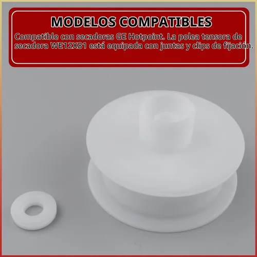 Vista 5 de WE12X81 - Pieza de repuesto para rueda de polea tensora de secadora compatible con secadores GE