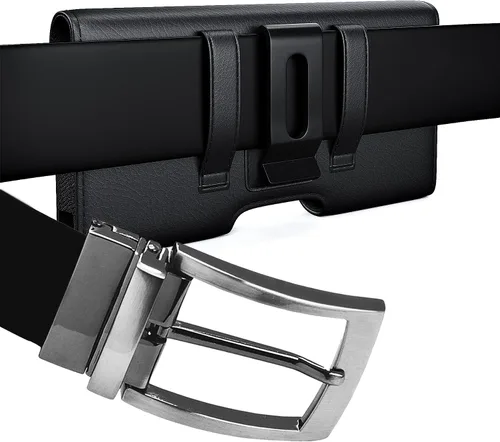 Vista 6 de PREMIUM Clip de cinturón Funda de piel para iPhone 6 (encaja con Funda OtterBox / LifeProof a prueba de agua), Negro 2