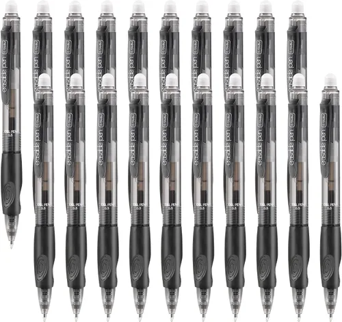 Vista 9 de USUAL Bolígrafos retráctiles borrables, 12 bolígrafos de gel borrables negros de 0.020 in, bolígrafos de gel borrables, color negro, hace que