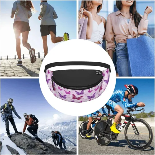 Vista 9 de Riñonera, bolsa de mensajero para deportes al aire libre y ocio, bolsa cruzada en el pecho para hombres y mujeres, rosado, púrpura
