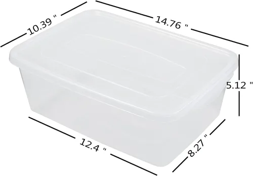 Vista 2 de Cajas de almacenamiento transparentes con tapas, 14 cuartos de galón de almacenamiento con pestillo, juego de 4