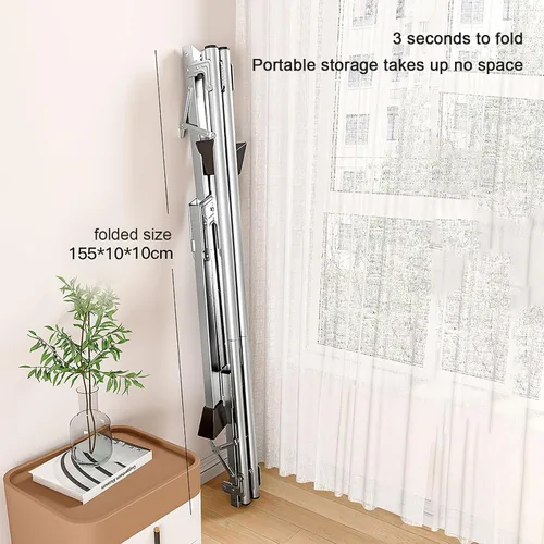 Vista 5 de Estante de secado grande resistente, estante de secado de ropa/tendedero, extensible plegable y plegable de acero inoxidable, longitud ajustable