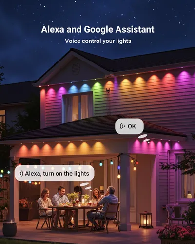Vista 4 de Luces permanentes para exteriores, luces de Navidad RGBICWWPW de 100 pies con 72 LED triple, IP67 impermeable, 45 lm blanco sintonizable